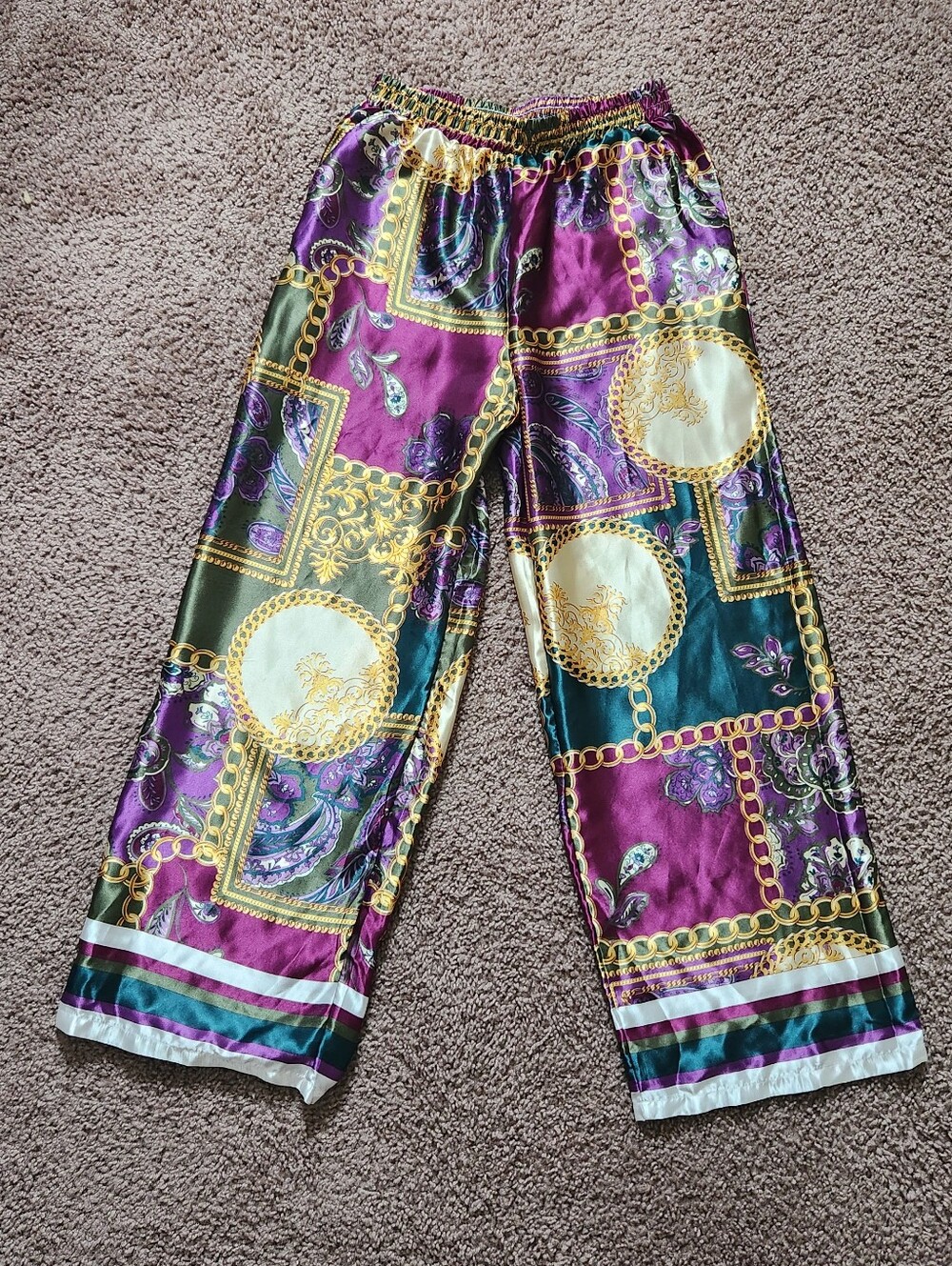 Silky Scarf Printed Pants